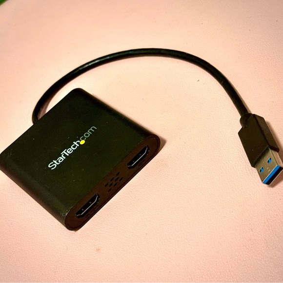 Black USB to Dual 4k HDMI Splitter Adapter for Monitor Extension Multi Screen - Picture 1 of 3